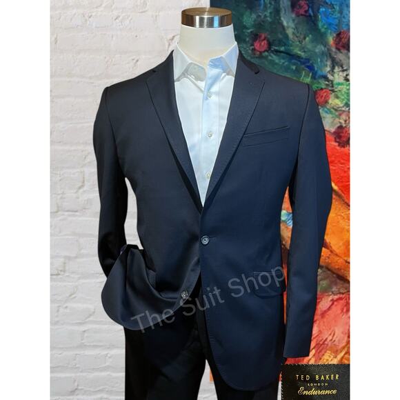 Ted Baker Mens 42L Dark Ink Navy Blue Casual Blazer Sport Coat Jacket - Picture 1 of 15